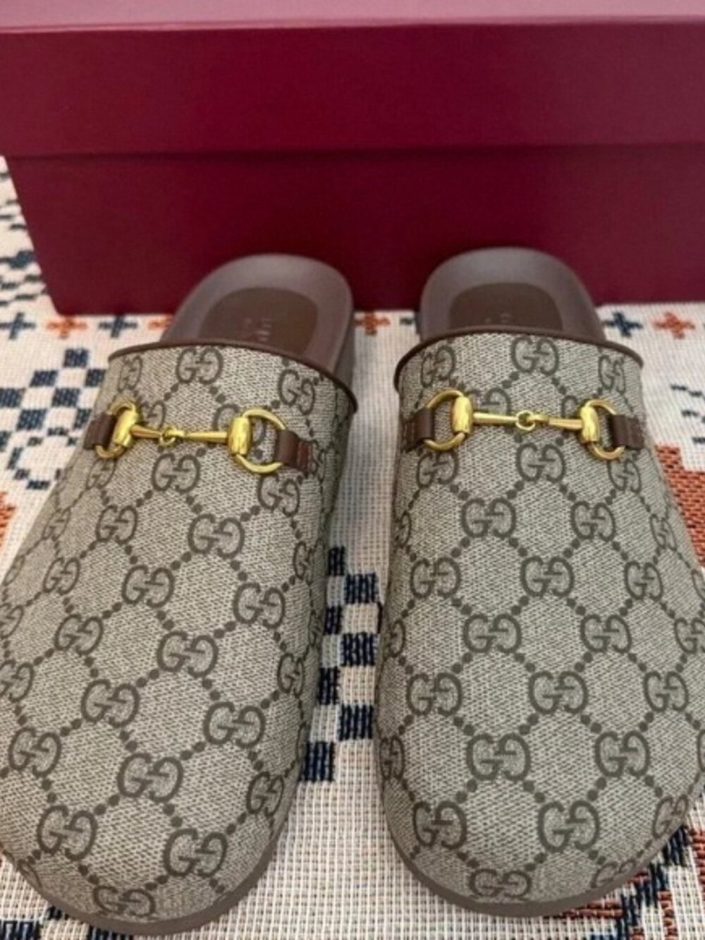 Gucci Supreme GG Monogram Horsebit Mule Slides